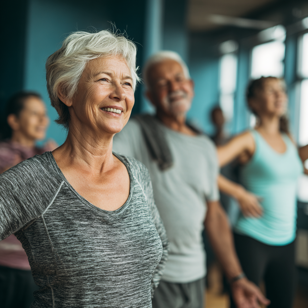 Older adults enjoying gentle exercise routine